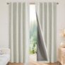 Joydeco Blackout Thermal Lined Curtains 52×63 Inch Drop 2 Panels with Back Tabs & Rod Pocket, 100% Light Blocking Linen Texture Fabric Curtain Drapes for Living Room Bedroom