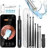 KAUGIC Ear Wax Removal, Ear Cleaner with Camera Ear Scope, Earwax Removal Kit Visual Ear Otoscope with 6 LED Lights, Ear Cleaning Tool with 8 Ear Spoons for Adults & Children