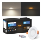 KEELED White Recessed Downlight, Night Light, 3CCT 6W, 18-Pack