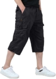 KEFITEVD Mens Cotton Cargo 3/4 Capri Shorts with Multiple Pockets