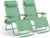 KEPLIN Set of 2 Heavy Duty Zero Gravity Chairs Padded Garden Recliners with Locking System, 160 Recline, Adjustable Pillow, Removable Tray with Cup & Phone Holders, 110kg Capacity (Green)