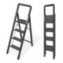 KINGRACK Black Non-Slip Aluminum Folding 4-Step Ladder with Handrail