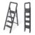 KINGRACK Black Non-Slip Aluminum Folding 4-Step Ladder with Handrail