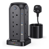 KLINTOS Tower Extension Lead 5M, 12-Way, 6 USB, 4 Switches