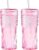 KOOSREEL Iced Coffee Cup, 2 Pack 20Oz/600ml Clear Glasses Cups with Lids and Glass Straws Drinking Glasses for Milk, Ice Water, Juice, Coffee, Soda,Cocktail,Cold or Hot Drinks