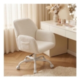 KRAMZMING Teddy Fleece Desk Chair Swivel 150kg Capacity White