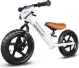 KRIDDO Toddler Balance Bike Age 2 to 5 Year Old, 12 Inch Push Bicycle with Customize Plate (3 Sets of Stickers Included), Gift Bike for 2-3 Boys Girls, White