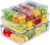 KUMD 14 Pack Fridge Organisers, Stackable Fridge Storage Containers with Lids, BPA-Free, Clear Fruit Storage Container for Organiser, Keep Food, Fruit, Vegetables Fresh