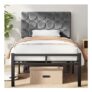 KUTAS 3ft Single Bed Frame with Adjustable Velvet Headboard, Grey