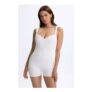 Kaia Modal Sweetheart-Neck Unitard in White