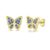 Kamise 925 Silver Butterfly Stud Earrings Sapphire CZ 8mm