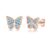 Kamise 925 Sterling Butterfly Stud Earrings, Aquamarine CZ, Rose Gold