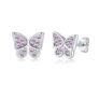 Kamise 925 Sterling Silver Butterfly Stud Earrings, Purple CZ, 8mm