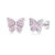Kamise Sterling Silver Butterfly Stud Earrings, Pink Zirconia, 8mm, Hypoallergenic