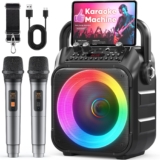 Karaoke Machine with 2 Wireless Microphones: Portable Bluetooth Karaoke Speaker for Adults Kids, Connects to TV Phone Tablet, Party Speaker Gift for Home Outdoor Family, PA Power-Amplifiers