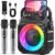 Karaoke Machine with 2 Wireless Microphones: Portable Bluetooth Karaoke Speaker for Adults Kids, Connects to TV Phone Tablet, Party Speaker Gift for Home Outdoor Family, PA Power-Amplifiers