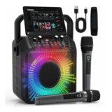 Karaoke Machine with 2 Wireless Mics, RGB LED Lights, Bluetooth
