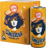 Karma Drinks Gingerella Ginger Ale Fizzy Soft Drink, 4 x 250ml Cans
