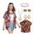 Kasahara Hippie Hawaiian Shirt Set for Women, 60s/70s, Black, S