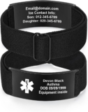 Kaululu Personalised Medical Alert ID Bracelet for Women Men Custom Engraved Emergency Medic Stainless Steel Stretchable Adjustable Wrist Bracelet for Epilepsy Sos Sobriety