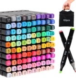Kebuye Alcohol Based Markers Set 100 Colours – Colouring Pens for Adults Kids Art Pens for Drawing Sketching Anime Manga Permanent Marker Pens with Carrying Case and Storage Base