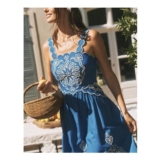 Keira Embroidered Midi Dress Blue