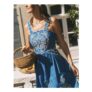 Keira Embroidered Midi Dress Blue