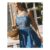 Keira Embroidered Midi Dress Blue