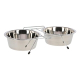 Kerbl Double Bowl Stand with 2 Stainless Bowls
