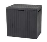Keter City 113L Outdoor 96% recycled Small Balcony Garden Furniture Storage Box Grey Wood Panel Effect