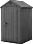 Keter Darwin 4×4 Outdoor Storage Shed – Grey Small Resin Garden Tool Shed Wood-Effect Weatherproof Double-Wall with Skylight & Ventilation