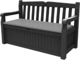 Keter Eden Bench 265L Outdoor 60% recycled Garden Furniture Storage Box Graphite & Light Grey Fade Free All Weather Resistant Safe and Secure Zero Maintenance 2 year Warranty