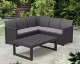 Keter Elodie 5 Seater Rattan Effect Garden Corner Sofa Set