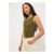 Khaki Crochet Trim Ribbed Vest