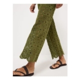 Khaki Crochet Wide Leg Trousers