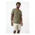 Khaki Floral Print Linen Blend Revere Neck Shirt