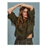 Khaki Fringe Crochet Top