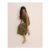Khaki Jacquard Floral Satin Maxi Skirt