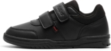 Kickers Kids Unisex Mervan School Shoes, Black Synthetic Leather, Trainer Style, Easy Fasten Strap, Lightweight