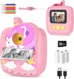 Kids Camera Instant Print,48MP Digital Camera,1080P Video Selfie Toy,Pink