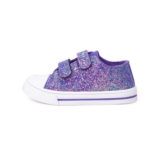 Kids Canvas Trainers, Easy-Fasten Shoes, Size 13, Purple Glitter