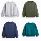 Kids Crew Sweatshirt (Mid Grey, Charcoal, Cream, Green, Grey, Khaki, Navy, Teal, Yellow, Blue, Black) 1-6Y, 7-13Y £2.10 Free C&C