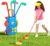 Kids Golf Set with 4 Golf Clubs, 6 Golf Balls & 2 Practice Holes Portable Golf Cart Play Set for Indoor & Outdoor Garden Games, Sports Toy for Boys & Girls