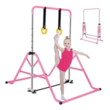 Kids Gymnastics Bar: Adjustable, Folding, Telescopic, Rings, Pink, 3-12 Years
