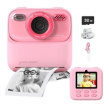 Kids Instant-Print Camera 1080P Pink with 3-Roll Paper