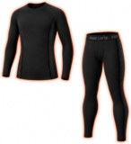 Kids Thermal Base Layer Set, Fleece Lined Athletic Football Skins Compression Set with Side Ribbed Design, Long Sleeve Top and Leggings Warm Base Layer Kids for Sport Football Biking Ski & Daily Life
