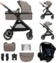 Kinderkraft ESME 3-in-1 Car Seat with Mink PRO I-Size Baby Carrier, Travel System, Baby Stroller, Foldable Stroller, Newborn Up to 4 Years, Beige