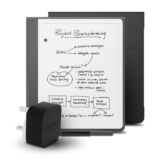 Kindle Scribe (2024 Release) 64 GB, an Amazon Premium Leather Cover and an Amazon Powerfast 9W Power Adapter