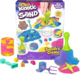 Kinetic Sand, Squish N Create with 382g of Blue, Yellow and Pink Play Sand, 5 Tools, Sensory Toys for Kids Aged 3 and Up