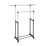 King Home Extendable Double Coat Rack with Wheels Size 82.5/125×42.5×97/170